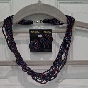 Vintage Beaded Necklace and Earring Set